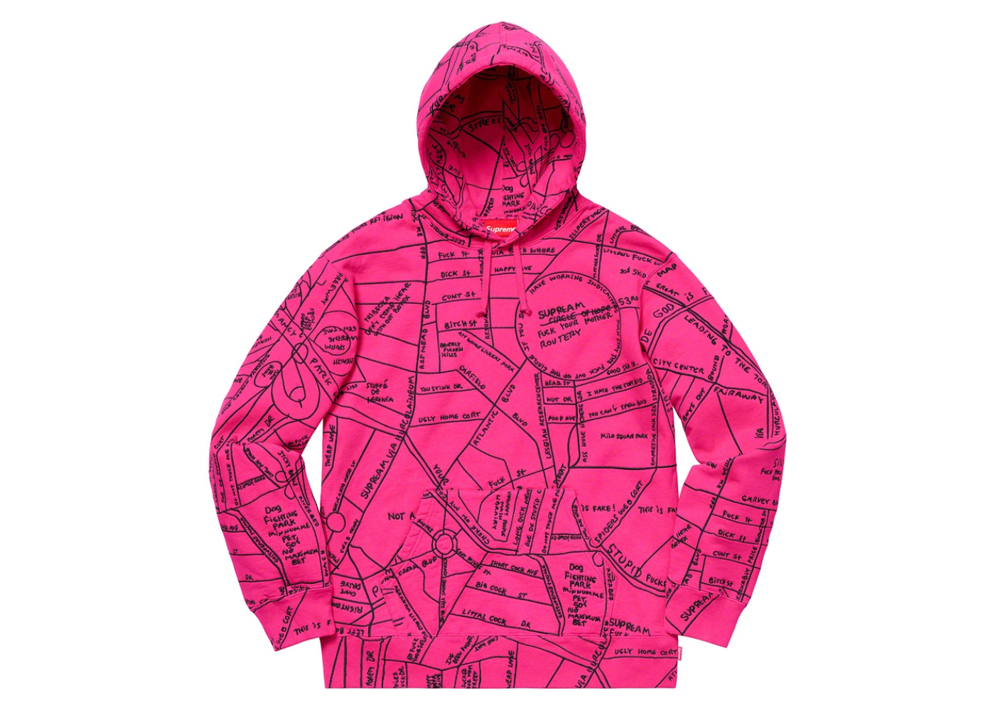 Supreme Gonz Embroidered Map Hooded Sweatshirt Magenta