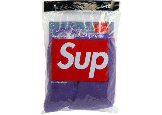 Supreme Hanes Crew Socks (4 Pack) Purple