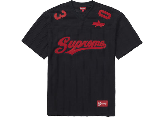 Supreme Mesh Stripe Football Jersey Black