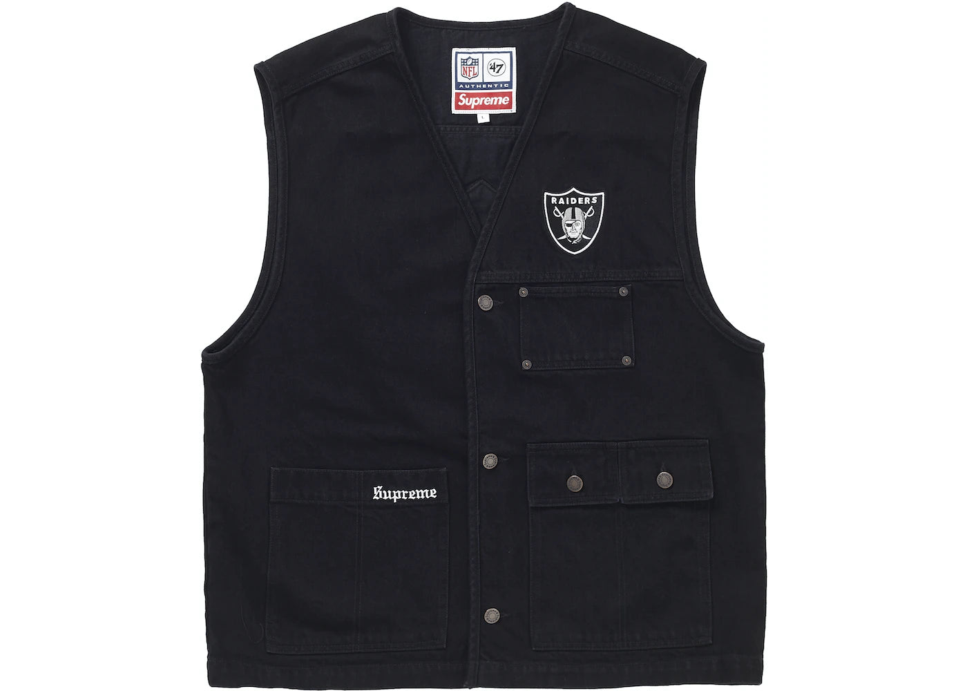 Supreme NFL x Raiders x '47 Denim Vest Black