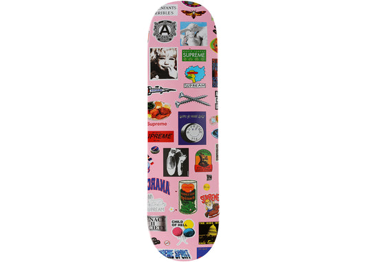 Supreme Stickers Skateboard Deck Pink