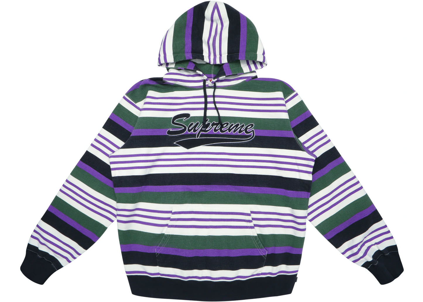 Supreme Striped Hooded Sweatshirt Purple