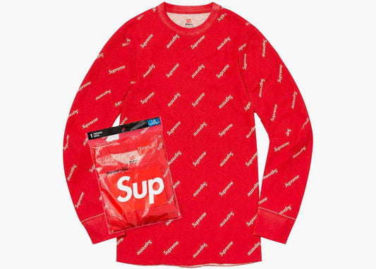Supreme Hanes Thermal Crew (1 Pack) Red Logos